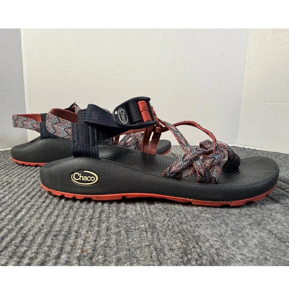 Chaco Z Cloud 2 Sandals Womens 8 Blue Orange Chevron Strappy Toe Loop Hiking